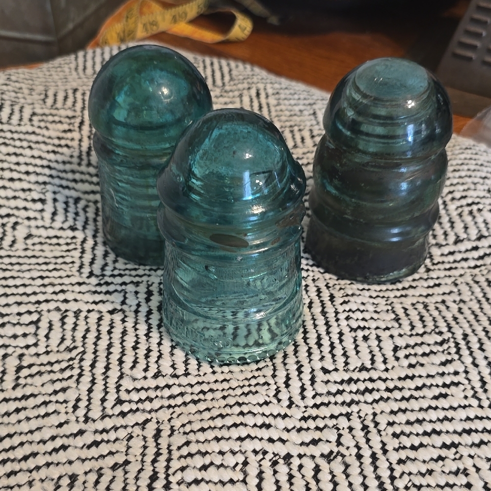 Vintage Glass Insulators - Teal